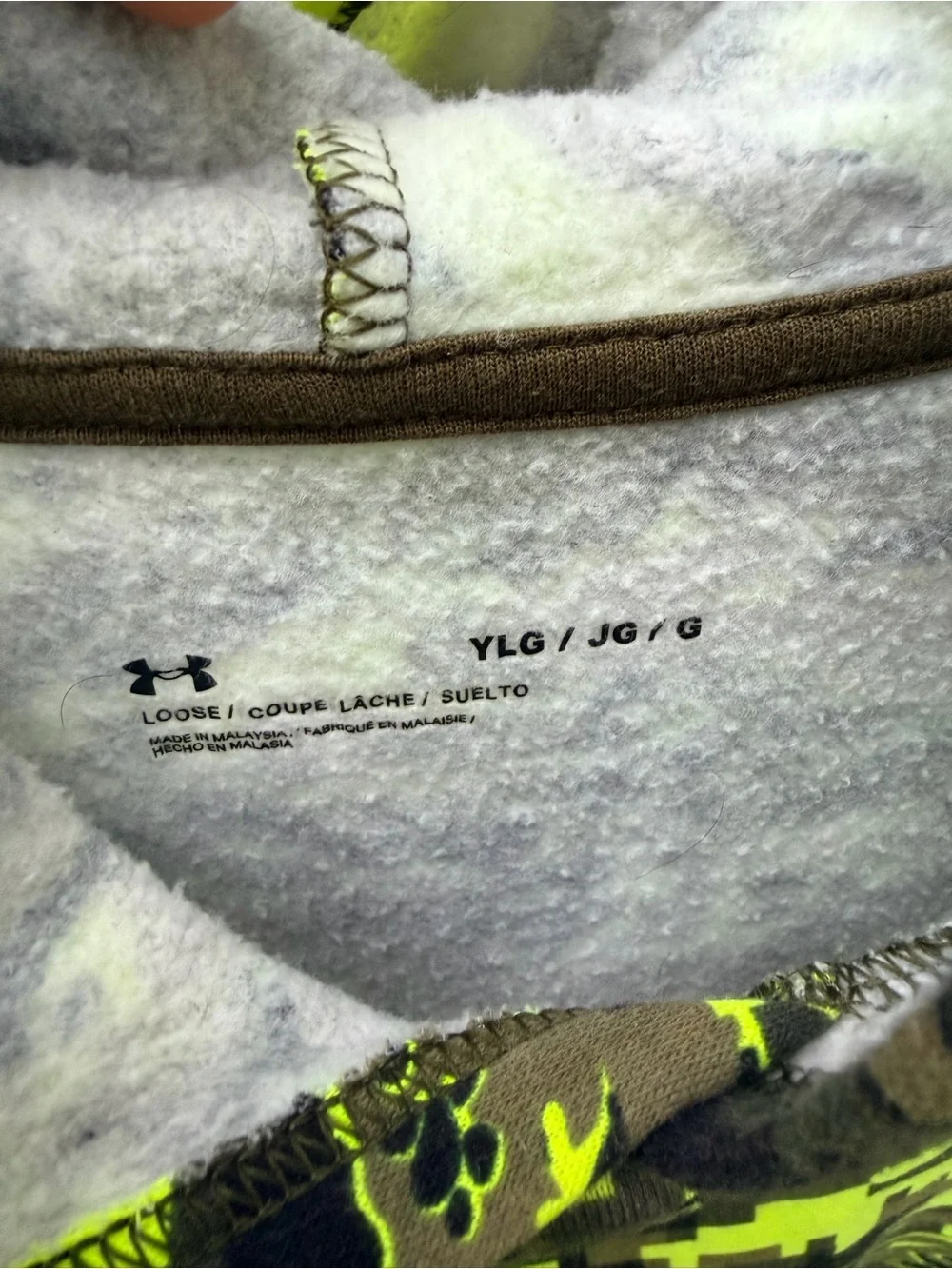 Youth Under Armour Neon Yellow and Neon Digital Camo Hoodie